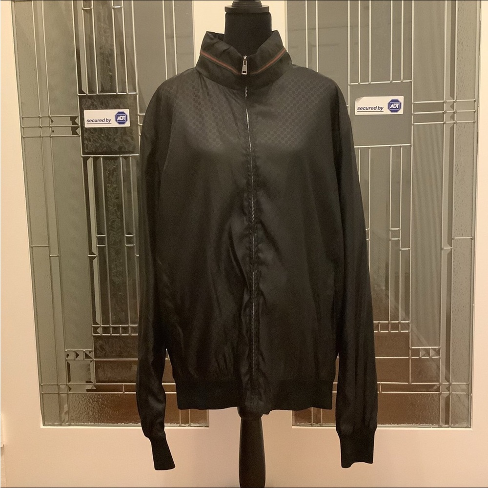 Gucci Black Windbreaker with High Collar and Elastic Cuffs